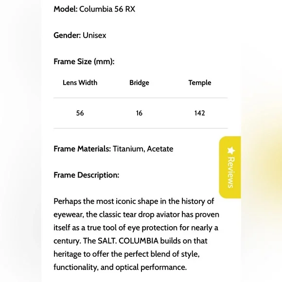 SALT Columbia 56 Glasses Brand New!